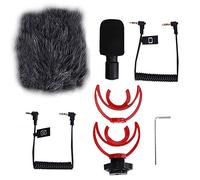 Vomeko FM8 Microphone à condensateur cardioïde, Micro d'enregistrement vidéo Plug Play 3,5 mm avec Support Anti-Vent pour Appareil Photo, téléphone, vlogging, Interview