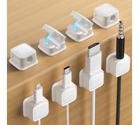 VOMEP Lot de 8 clips magnétiques réglables pour câbles - Support magnétique auto-adhésif pour bureau, support de chargeur de fil adhésif puissant pour table de nuit, appareils de cuisine (blanc)