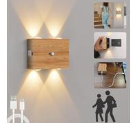 VOMI Applique Murale LED Rechargeable avec Detecteur de Mouvement, Lampes Murales LED Sans Fil Pour Intérieur, 3000K Applique Murale Chambre avec Interrupteur, Lumières Murales pour Couloir Escaliers