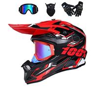 VOMI® Casque Moto Cross, Casque De VTT Vélo, Plein Visage Hors Route Casques Intégral Motocross, Convient pour Toutes Les Saisons, Lunettes Gants Masque, Certifié Dot,M