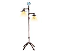 VOMI Lampadaire Led Lampe Sur Pied Vintage Industriel Salon Chambre, E27 Halogene Liseuse lampe interieur Bureau Luminaire, Cuivre Laiton Retro Noir Design, Lampe A Pied Avec Abat Jour 3 Branches