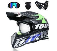 VOMI® Moto Motocross Casques, Casque Cross Off Road Intégral Parasol, Gants, Lunettes, Masque, D. O. T Standard Enfants Quad Bike VTT Go Karting Rouge,Noir,L