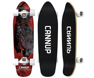 VOMI Skateboard 70cm×21cm, Planche à roulettes Complètes avec Surface Antidérapante, 7 Couches Bois D'érable Double Kick Trick Cruiser Planche de Skate pour Debutant, Adultes, Enfants,Zuwu