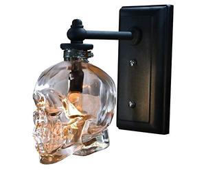 VOMI Skull Bones Lampe Murale, Applique Murale Vintage Tête de Mort Crâne Abat-jour en Verre E14 Éclairage mural pour Chambre à Coucher Escalier Hôtel Loft Bar Fête Halloween Décoration Ghost