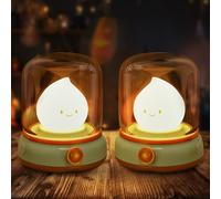 VoMii 2Pcs Lampe de Chevet, Veilleuse Enfant Pour Chambre Salon, LED Lampe de Chevet Dimmable avec Mode Chaud et Mode Bougie (scintillement), USB Rechargeable Lampes Veilleuse Adulte avec Minuteur