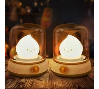 VoMii 2Pcs Lampe de Chevet, Veilleuse Enfant Pour Chambre Salon, LED Lampe de Chevet Dimmable avec Mode Chaud et Mode Bougie (scintillement), USB Rechargeable Lampes Veilleuse Adulte avec Minuteur