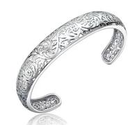 VOMONO Classic Silver Cuff Bangles Creative Ethnic Hollow Flowers Bracelet For Women Wedding Jewelry Gift