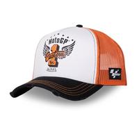 Von Dutch Casquette Homme & Femme MOTO, Casquette Trucker Ajustable, Originale & Authentique, Blanc, Orange, Noir, Taille TU