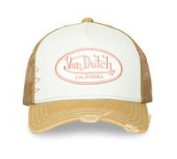 Von Dutch Casquette Trucker de baseball beige et bleu clair, coton et maille respirante, réglable, motif California Vintage, unisexe, pour usage décontracté et sportif, 19 x 19 x 12 cm