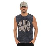 Von Dutch Debardeur Homme 100% Coton, T-Shirt Homme Moto, Gris Taille S