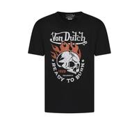 Von Dutch - T-shirt en coton noir avec un imprimé tête de mort et un col v - Taille m