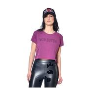 Von Dutch Tee shirt femme 100% coton, t-shirt femme STRASS, Slim fit, col rond & manches courtes - violet S