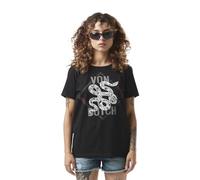 Von Dutch Tee Shirt Femme Snake, T-Shirt Femme Regular Fit, Col Rond & Manches Courtes, Noir, Blanc, Rouge, Gris, Taille L