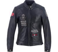 Von Dutch X Helstons Pretty Blouson en cuir de moto pour femmes, noir, taille S