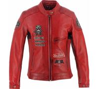 Von Dutch X Helstons Pretty Blouson en cuir de moto pour femmes, rouge, taille L