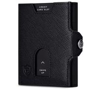 VON HEESEN Slim Wallet mit RFID-Schutz - Mini Geldbörse Herren & Damen klein - Kreditkartenetui Kartenetui - Geldbeutel Portmonee Portemonnaie klein, Noir Saffiano, MINI MÜNZFACH, Mini compartiment à