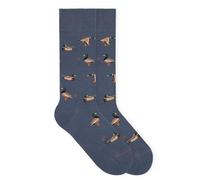 von Jungfeld Chaussettes à motifs avec différentes icônes - Chaussettes colorées avec motif pour homme et femme en taille 35-46, Bleu canard, 43-46