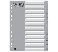 VON Leitz 10 Lot de 10 intercalaires numérotés A4, 112 intercalaires numérotés pour dossiers, en polypropylène, von Leitz Leitz, 11 trous universels pour dossiers à feuilles mobiles et classeurs à