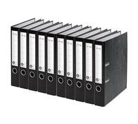 VON Leitz 10540095 Lot de 10 classeurs A4, 100% papier recy os de 50 mm, pour 350 feuilles, Ange bleu et certifié FSC, pour l'école, les études et la maison, noir