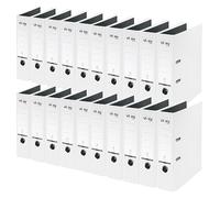 VON Leitz 10550001 Lot de 20 classeurs A4 en carton avec couverture en plastique Largeur de dos 80 mm, pour 600 feuilles, Ange bleu et certifié FSC, pour l'école, l'étude et la maison, blanc