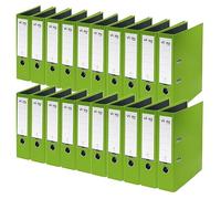 VON Leitz 10550055 Lot de 20 classeurs A4 en carton avec couverture en plastique Largeur de dos 80 mm, pour 600 feuilles, Ange bleu et certifié FSC, pour l'école, l'étude et la maison, vert