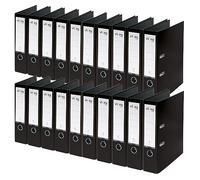 VON Leitz 10550095 Lot de 20 classeurs A4 en carton avec couverture en plastique Largeur de dos 80 mm, pour 600 feuilles, Ange bleu et certifié FSC Pour l'école, l'étude et la maison Noir