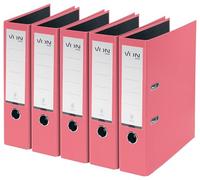VON Leitz 10551021 Lot de 5 classeurs A4 en carton avec couverture en plastique, largeur de dos 80 mm, pour 600 feuilles, carton certifié FSC, pour l'école, l'étude et la maison, rose