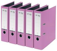 VON Leitz 10551067 Lot de 5 classeurs A4 en carton avec couverture en plastique, largeur de dos 80 mm, pour 600 feuilles, carton certifié FSC, pour l'école, l'étude et la maison, violet