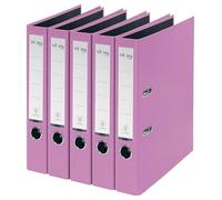 VON Leitz 10561067 Lot de 5 classeurs A4 en carton avec couverture en plastique Largeur de dos 50 mm, pour 350 feuilles, carton certifié FSC, pour l'école, l'étude et la maison, violet