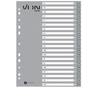 VON Leitz 12790085 Lot de 10 index alphabétiques A-Z DIN A4 en carton avec onglets en polypropylène, index universels à 11 trous pour dossiers, dossiers et classeurs à anneaux, pour l'école, l'étude