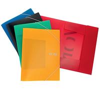 VON Leitz 30071099 Lot de 5 chemises légères en polypropylène avec fermeture élastique pour 150 feuilles A4 pour l'école et la maison Multicolore