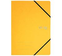 VON Leitz 30110015 Lot de 5 porte-documents A4, avec fermeture élastique, carton, pour 150 feuilles, rangement léger de projets et de papier, pour l'école, les études et la maison, jaune
