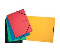 VON Leitz 30111099 Lot de 5 chemises de coin A4 en carton recyclé pour 150 feuilles, avec élastique, avec impression moderne par VON, classeur léger pour l'école et la maison, multicolore, 5 pièces