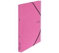 VON Leitz 30120022 Lot de 5 classeurs A4 en carton avec 2 anneaux et fermeture élastique, dos de 25 mm, pour 140 feuilles, mécanisme à anneaux, pour l'école, l'étude et la maison, fuchsia