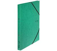 VON Leitz 30120055 Lot de 5 classeurs à anneaux en carton avec 2 anneaux et fermeture élastique Largeur dos 25 mm Capacité 140 feuilles Vert Format A4