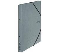 VON Leitz 30120085 Lot de 5 classeurs à anneaux A4, avec 2 anneaux, fermeture élastique, carton, dos de 25 mm, pour 140 feuilles, pour l'école, l'étude et la maison, gris