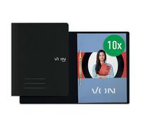 VON Leitz 30160095 Lot de 10 chemises en carton 100% recy vec système d'agrafage, couverture souple et légère avec impression VON moderne Noir Format A4