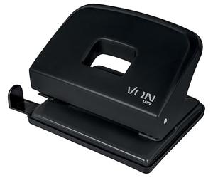 VON Leitz 50200095 Perforatrice pour 20 feuilles, rail de butée avec indications de format, taille compacte idéale pour la maison, le bureau ou l'école, métal et plastique, noir