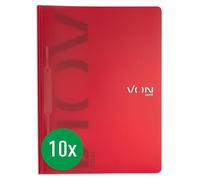 Von Leitz Classeur A4 en plastique polypropylène léger à couverture souple pour 100 feuilles, impression moderne, école/maison, rouge