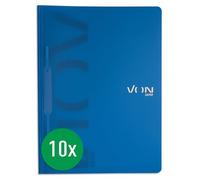 VON Leitz Lot de 10 chemises A4 en plastique PP, capacité de 100 feuilles, couverture souple légère avec impression moderne, pour l'école et la maison, bleu