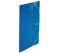 VON Leitz Lot de 5 classeurs A4 avec élastique en plastique polypropylène, pour 150 feuilles, 3 rabats, impression moderne, léger, bleu
