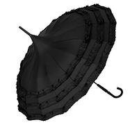 VON LILENFELD® Ombrelle Parapluie Canne Grand Robuste Pagode Parasol Femme Ruchés Sarah noir