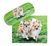 VON LILIENFELD Chihuahuas Étui Lunettes Boîte Robuste Cadeau Étui Lunettes de Soleil Chiffon de Nettoyage Chien