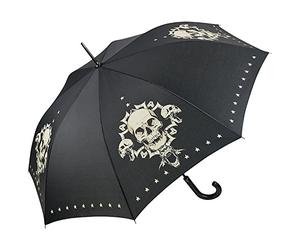 VON LILIENFELD® Parapluie Canne Grand Robuste Ouverture Automatique Art Skull Crâne
