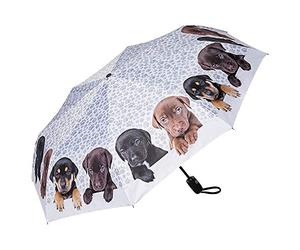 VON LILIENFELD® Parapluie de Poche Résistant au Vent Ouverture et Fermeture Automatique Pliant Mini Légèrement Stable Chien Quatuor de chiots