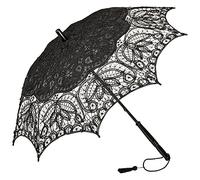 VON LILIENFELD Vivienne Parasol en dentelle pour femme, Noir, moyen, Mariée or « Elegant »