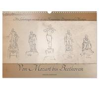 Von Mozart bis Beethoven (Wandkalender 2026 DIN A3 quer), CALVENDO Monatskalender: Berühmte Komponisten in eleganten Illustrationen mit Informationen zu deren Bezug zur Musikstadt Wien.