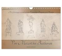 Von Mozart bis Beethoven (Wandkalender 2026 DIN A4 quer), CALVENDO Monatskalender: Berühmte Komponisten in eleganten Illustrationen mit Informationen zu deren Bezug zur Musikstadt Wien.