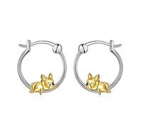 VONALA Boucles d'oreilles créoles en argent sterling 925 avec motif bouledogue français/chat noir pour femme et fille, 16mm, Argent sterling, Pas de pierre précieuse