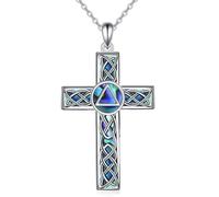 VONALA Collier avec croix de sobriété AA en argent sterling 925 avec symbole de récupération des alcooliques anonymes - Bijoux pour femmes et hommes